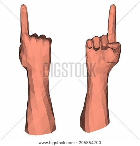 Pointing Up Direction By Low Poly Hand And Index Geometric 3d Finger