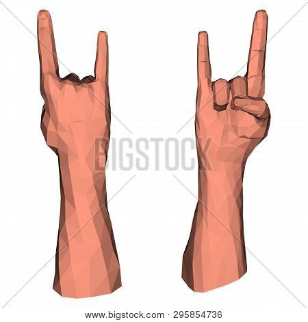 Rock Symbol Low Poly Hand For Heavy Metal Concert Or Punk Party Communication Signal