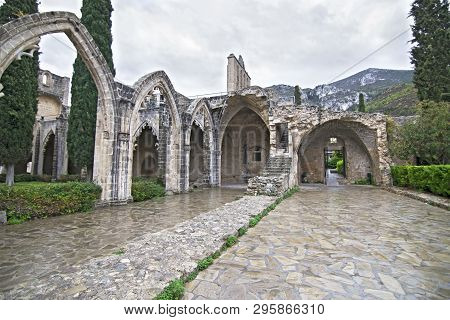 North Cyprus, February 04 2016: The Bellapais Abbey In North Cyprus - Bellapais Monastery. Editorial