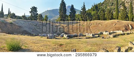 Panoramic Landscape Of Ancient Theater Of Eretria Euboea Greece