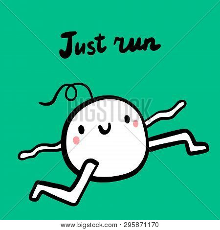 Just Run Hand Drawn Illustration With Tender Monster And Long Legs For Maraphones Sport Activities F