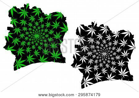 Ivory Coast - Map Is Designed Cannabis Leaf