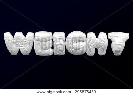 Abstarct Background - White Word Weight On The Black And Dark Blue Background. 3d Rendering.