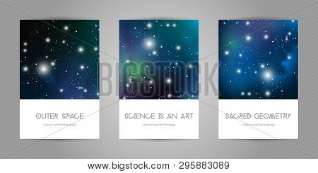 Scientific 4x6 Postcards With Copy Space. Hipster Geometry Shapes With Space Texture. Vector Design 