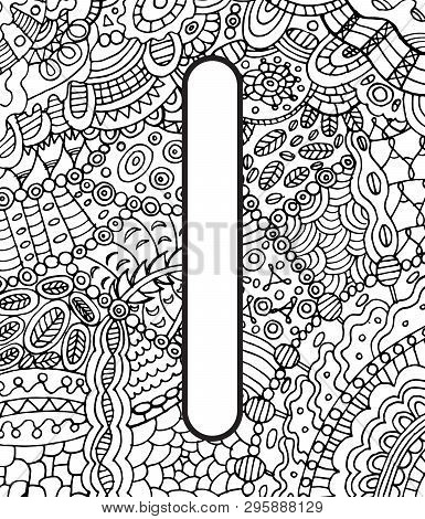 Ancient Scandinavic Rune Ice With Doodle Ornament Background. Coloring Page For Adults. Psychedelic 