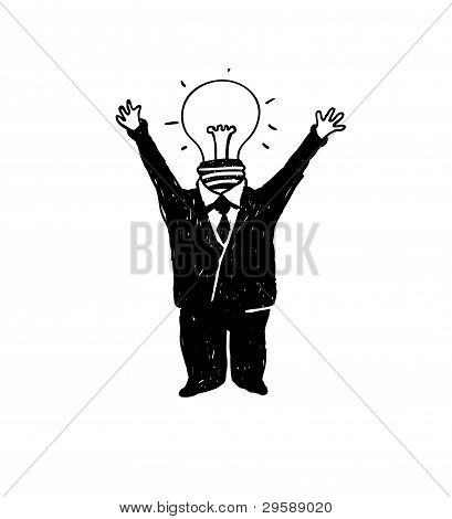 Lampa biznesmen głowa