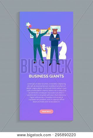 Business Giants Tiger And Beer In Boss Suits Isolated Animals In Human Cloth. Vector Hipsters, Chess