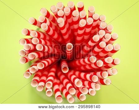 A Lof Of Colorful Drinking Straws In A Mug
