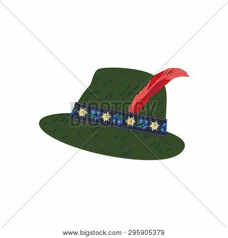 Fedora Felt Hat With Edelweiss On Ribbon, Feather. Alps Hunting, Oktoberfest German Alpine Hat Hand 