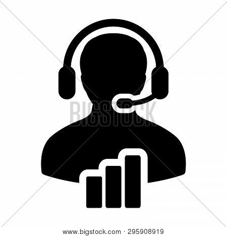 Chat Icon Vector Male Customer Care Support Data Service Person Profile Avatar With Headphone And Ba