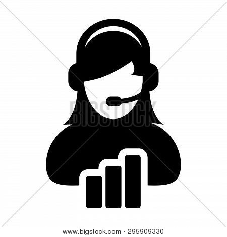 Call Center Icon Vector Female Data Support Customer Service Person Profile Avatar With Headphone An