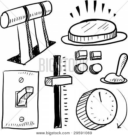 Gombok és kapcsolók vázlat