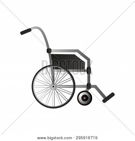 Side Of Push Wheelchair With Rubber Handle And Steel Metal