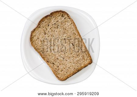 Rye Bread Slices O Nwhite Plate Isolated On White Background