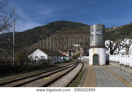 Lisbon, Portugal - March 9, 2019: The Pinhao Train Station In The Village Of Pinhao At The Douro Val