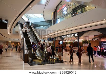 Singapore, 11 Apr, 2019: Interior Of The Jewal Changi Airport In Singapore. Jewel Changi Airport Is 