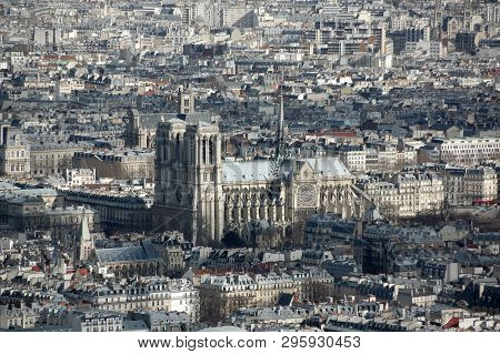 Aerial View Of Notre Dame De Paris, Cité Island, Paris