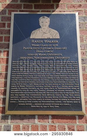 May 30, 2016, Oxford, Oh, Randy Walker Bronze Plaque At Miami University Yager Stadium College Footb