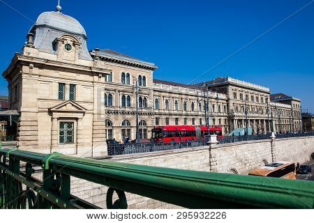 Budapest, Hungary - April, 2018: Facade Of The Building Of The Corvinus University Of Budapest