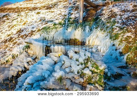 Beautiful Icy Springs In The Cold Season
