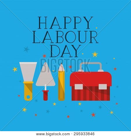 Labour Day Celebration With Tool Box Vector Illustration Design