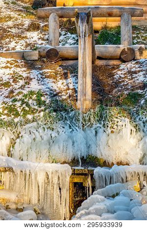 Beautiful Icy Springs In The Cold Season