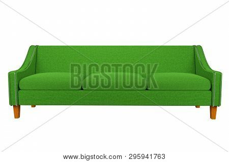 Green Sofa And Chair Fabric Leather In White Background For Use In Graphics, Photo Editing, Sofas, V