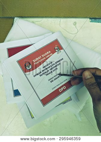 Jakarta, Indonesia - April 17, 2019: The Ballots Of Indonesia Parliamentary Election And Presidentia