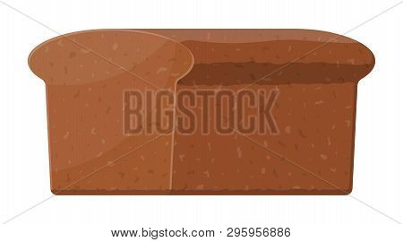 Brown Bread Loaf. Rye Bread Roll. Baked Food. Bakery Shop. Vector Illustration In Flat Style