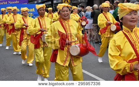 Bowral, Australia - Sept 22, 2018. Falun Gong Meditation. Tulip Time Street Parade Features Marching