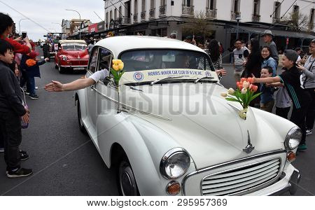 Bowral, Australia - Sept 22, 2018. Tulip Time Street Parade Features Classic And Vintage Cars, March