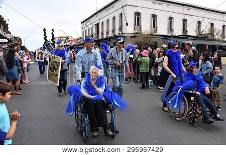 Bowral, Australia - Sept 22, 2018. Tulip Time Street Parade Features Marching Bands, Various Floats 