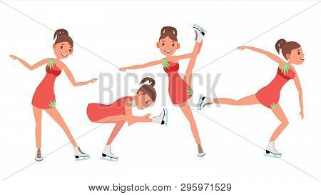 Girl Athlete Figure Skating. Ice Figure Skater . Athletes Winter Sport. Synchron Dancer. Different P