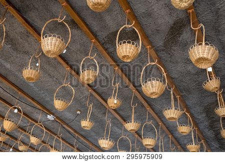 Camacha, Madeira, Portugal - April 19, 2018: Wicker Baskets On Sale In A Factory Shop In Camacha On 