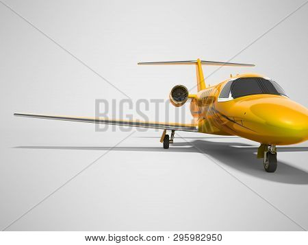 Orange Business Passenger Plane Isolated 3d Render On Gray Background With Shadow