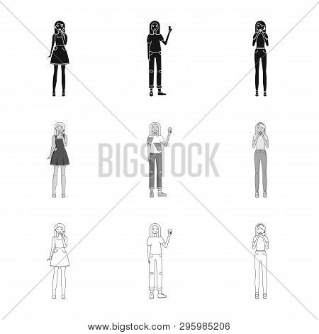 Vector Illustration Of Posture And Mood Icon. Set Of Posture And Female Stock Vector Illustration.