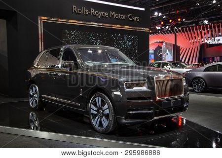 Nonthaburi, Thailand - April 3, 2019: Rolls Royce Cullinan Luxury Suv Presented In Motor Show 2019