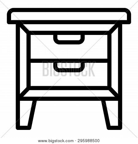 Bedside Table Icon. Outline Bedside Table Vector Icon For Web Design Isolated On White Background