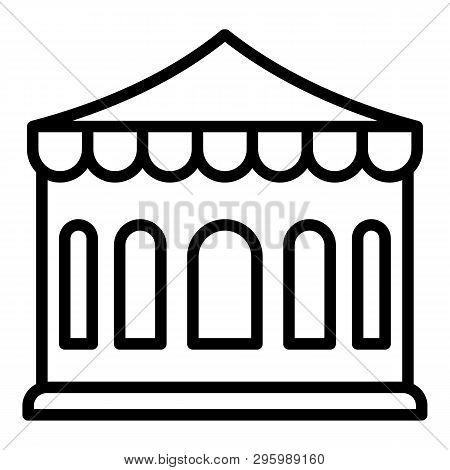 Tent With Large Windows Icon. Outline Tent With Large Windows Vector Icon For Web Design Isolated On