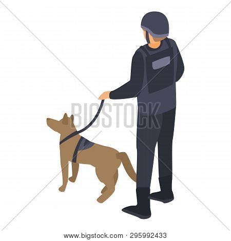 Police Cynologist Icon. Isometric Of Police Cynologist Vector Icon For Web Design Isolated On White 