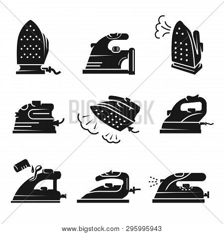 Smoothing-iron Icons Set. Simple Set Of Smoothing-iron Vector Icons For Web Design On White Backgrou