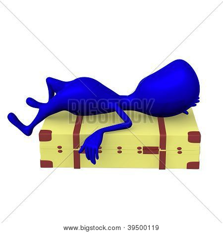 Vista azul marioneta Lay en maleta Squary