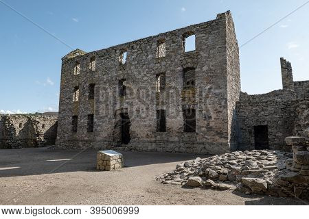 Ruins Of Medieval Ruthven Barracks In Cairngorms National Park Near The Kingussie City In Strong Aft