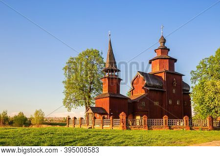 Old Wooden Church From The 17th Century. Church Of St. John The Evangelist On The Ishnya River. Rost