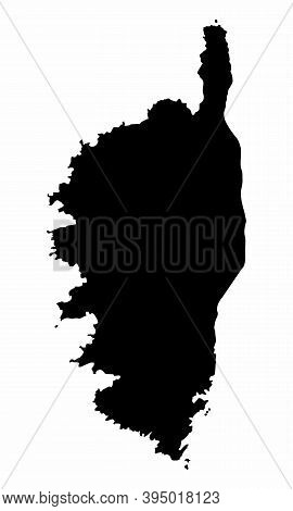 The Corsica Dark Silhouette Map Isolated On White Background, France