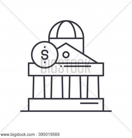 Central Bank Icon, Linear Isolated Illustration, Thin Line Vector, Web Design Sign, Outline Concept 