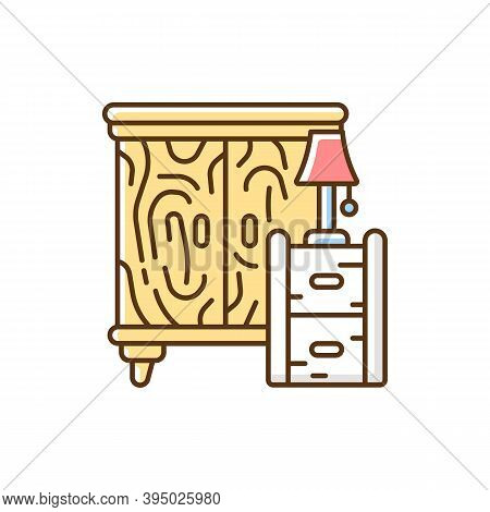 Wooden Furniture Rgb Color Icon. Drawers, Cupboards. Handcrafted Design. Solid Woods. Living Room, B