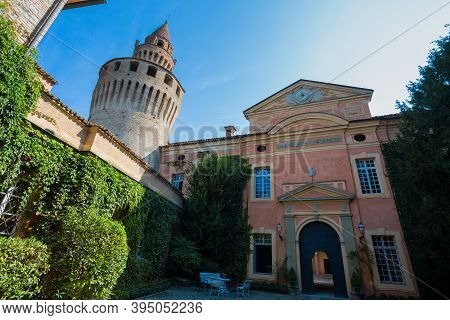 Rivalta Trebbia, Italy, August 25, 2020 - View Of Rivalta Castle In Rivalta Trebbia Town, Piacenza P