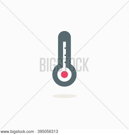 Termometer. High Temperature. Color Icon With Shadow. Weather Glyph Vector Illustration