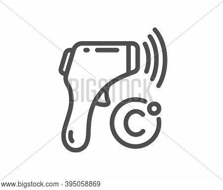 Electronic Thermometer Line Icon. Temperature Scanner Sign. Fever Measuring Symbol. Quality Design E